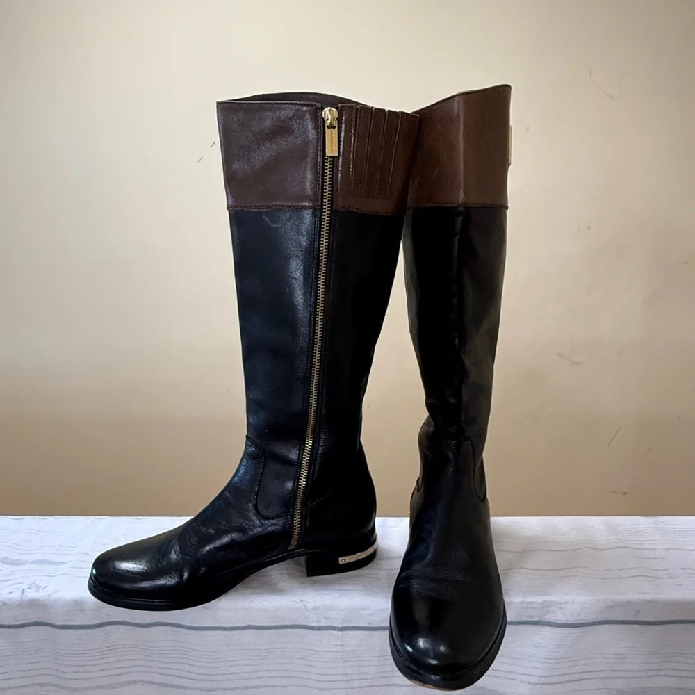 Michael Kors Black and Brown Over the Knee Boots